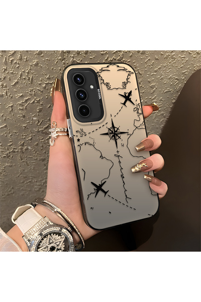 SLIMFELT Samsung Galaxy A54 Uyumlu Zarif Harita Desenli Kılıf, Düşmeye Dayanı...