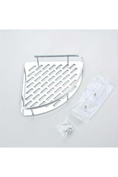 Choice Silver Metal Tension Mounted Shower Caddy, Wall Corner Shelf for Bathr...