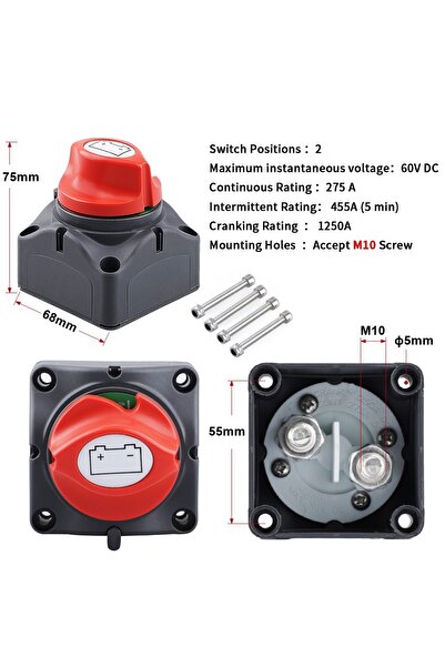 Choice مفتاح فصل البطارية A، مفتاح فصل عازل السيارة 12 فولت 24 فولت 300 أمبير...