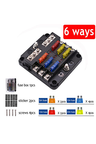 Choice صندوق فيوزات بستة أو اثني عشر منفذًا للسيارات والقوارب بجهد 12-24 فولت...