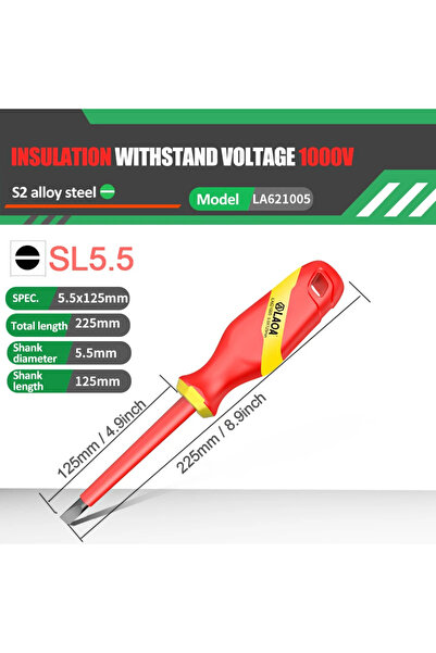 Choice7 5.5LA621005 مفك براغي معزول من نوع LAOA VDE، عازل من الفئة S2، رأس في...