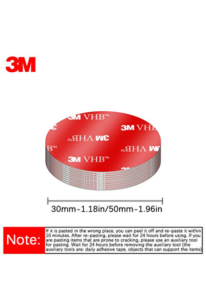 3M 30mm-1.18in Round-10pcs Strong Double-Sided Adhesive Tape - Fixing on Wall...