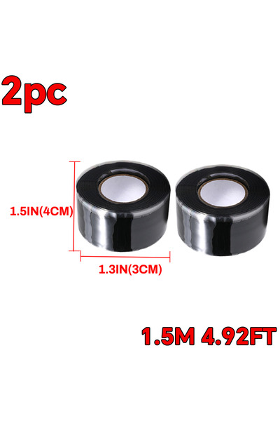 Choice6 black 25mmx15mx2pc Seal Self Fusing Silicone Tape Weatherproof Self F...