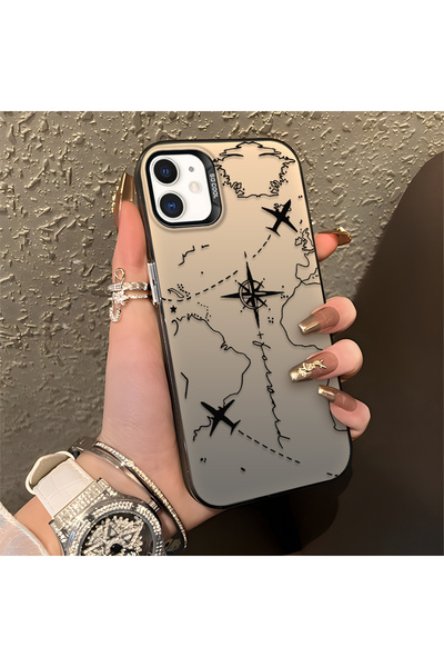SLIMFELT iPhone 11 Uyumlu Zarif Harita Desenli Kılıf, Düşmeye Dayanıklı Silik...