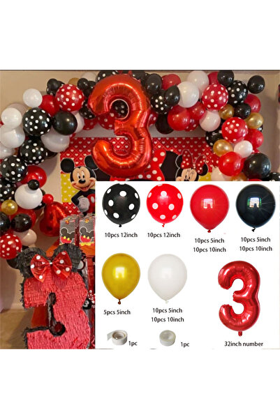 Choice كما هو موضح في الصورة، طقم قوس بالونات ميني ماوس مكون من 88 قطعة، خلفي...