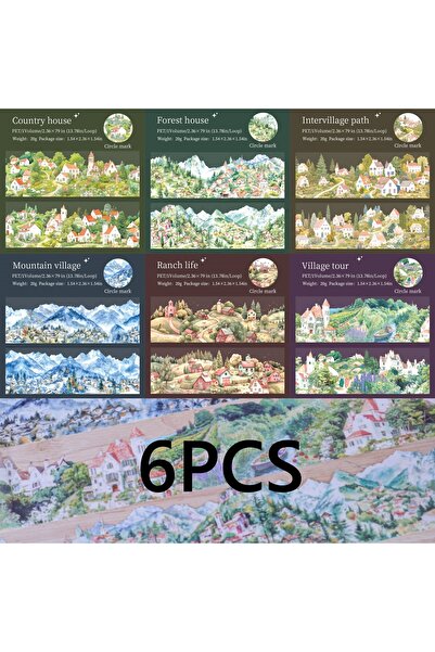 Choice 6 لفات من شريط لاصق للحيوانات الأليفة بتصميم قرية، مقاس 6 سم × 200 سم،...