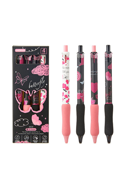 Choice أربع أقلام على شكل فراشة برأس رفيع 0.5 مم، مناسبة للامتحانات، ولوازم م...