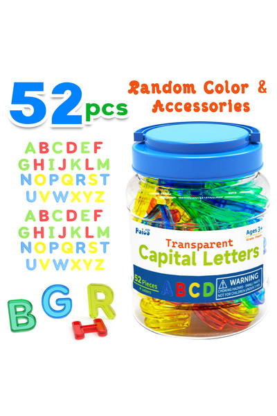 Choice مجموعة مكعبات بناء حروف كبيرة شفافة مكونة من 52 قطعة، مناسبة لتدريب ال...