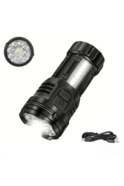 Choice مصباح يدوي صغير الحجم فائق السطوع مزود بـ 9 مصابيح LED-COB، قابل لإعاد...