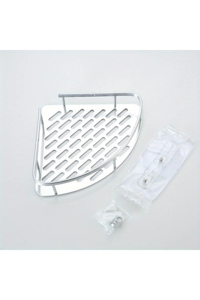 Choice رف تخزين زاوية جداري من الفولاذ المقاوم للصدأ الفضي، يُثبت بالضغط، منا...