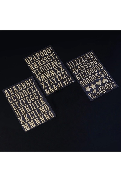 Choice مجموعة واحدة (1/3 ورقة) من ملصقات حروف وأرقام ذهبية ثلاثية الأبعاد بار...