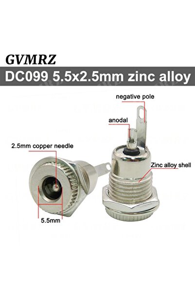 Choice6 5PCS Type2 5PCS DC-099 5.5x2.1mm/5.5mm x 2.5mm Metal DC Power Male Pl...