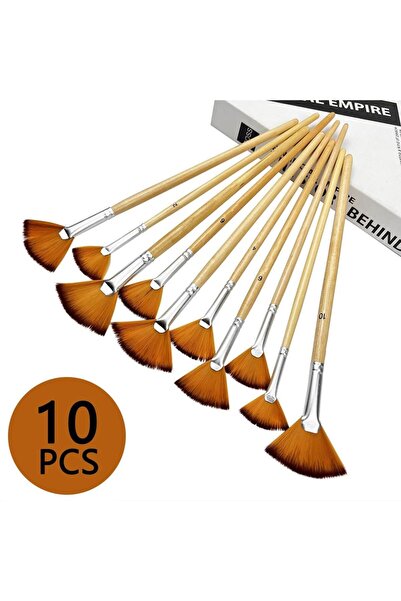 Choice 10pcs 10pcs Fan Style Brushes -2 sets of 5 models, with long wooden ha...