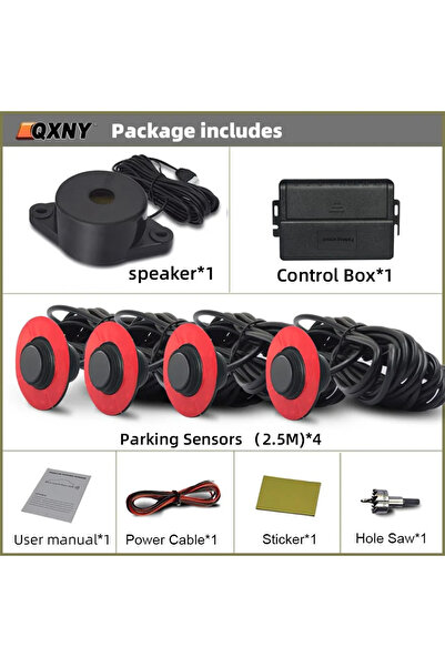 Choice Matte black Flush Mount 4 Probe Reverse Parking Sensor Adjustable Dept...