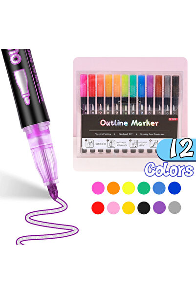 Choice 12 قلم تحديد مزدوج الخطوط، 48 لونًا، قلم تحديد محيطي، قلم تحديد محيطي،...