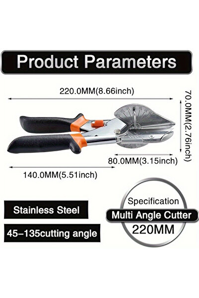 Choice black 45-135 Degree Adjustable Miter Cutter – Multi-Angle Scissors for...