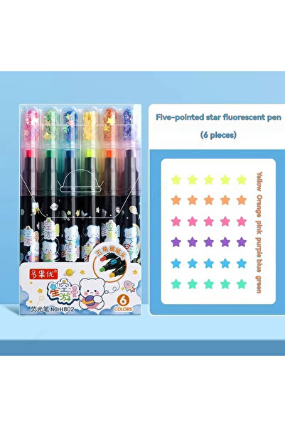 Choice 6 colors 6Pcs/set Cute Star Stamp Highlighter Color Art Marker DIY Han...