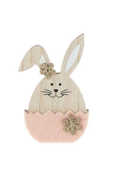 OEM Wooden Easter Decoration Bunny in Pink Egg with Daisies
