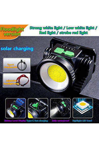 Choice1 black 1Pcs Floodlight Lamp Solar + USB Rechargeable LED high brightne...