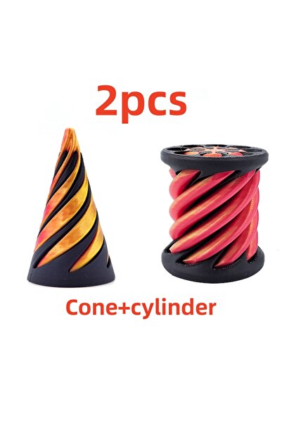 Choice 2pcs 3D Printed Spiral Cone Toy Impossible Pyramid Passthrough Sculptu...