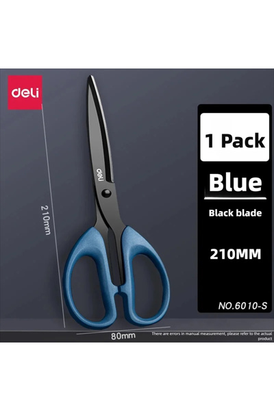 Choice6 6010-S Blue Deli Black Stainless Steel Scissors 210/175mm Office Stat...