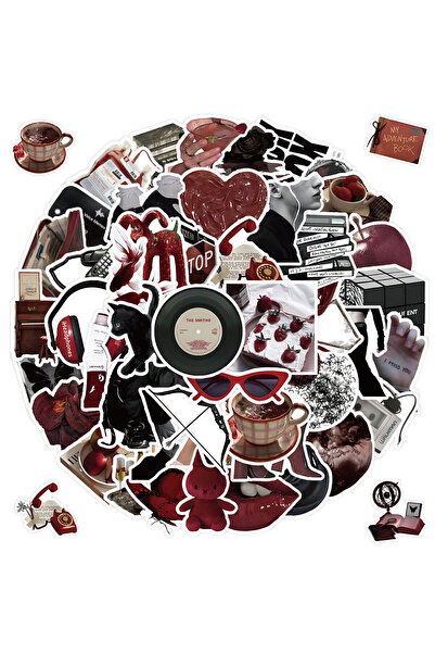 Choice ٥٠ قطعة من الملصقات ذات الطابع الأحمر والأسود - ملصقات زخرفية للمذكرات...