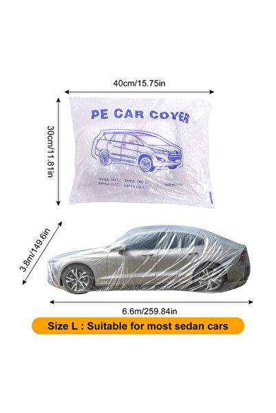 Choice L 6x3.8M Disposable Universal PE Car Cover Waterproof Dustproof Thick ...