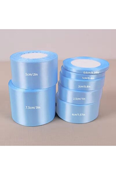 Choice 4cm-1.57in Light Blue 25 Yards Light Blue Satin Ribbons for Baby Brida...