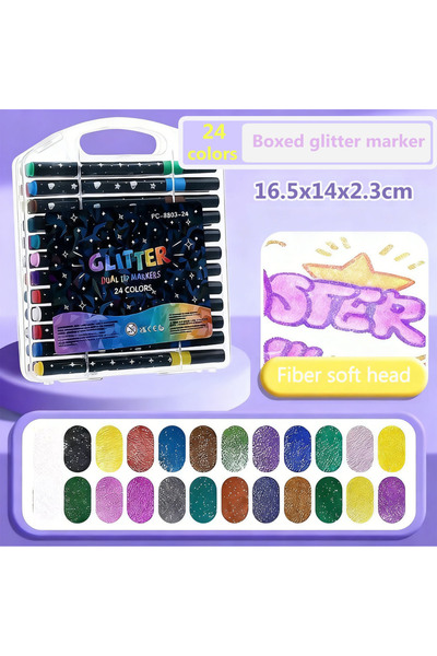 Choice 24 colors 12/24 Colors Glitter Highlighters & Metallic Markers - Brush...