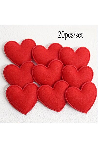 Choice مجموعة من 20 قطعة من زينة القلوب المصنوعة من اللباد باللون الأحمر - مث...