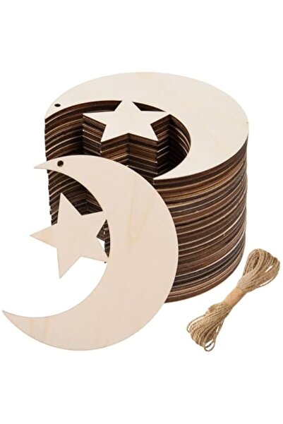 Choice ١٠ قطع من الخشب غير المكتمل على شكل هلال ونجمة، مقاس ١٠×٨٫٥ سم، مثالية...