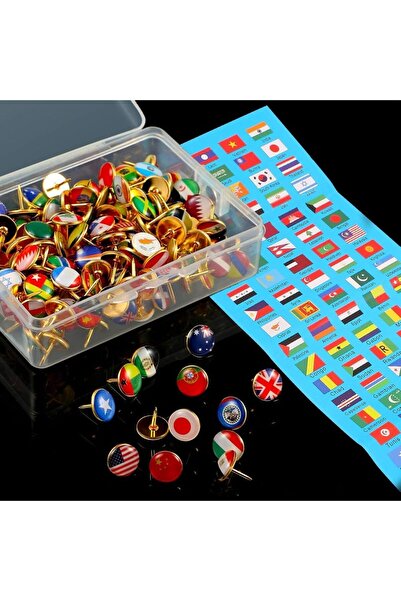 Choice 100pcs 100/200Pieces Creative Push Pins National Flag Pins Thumb Tacks...
