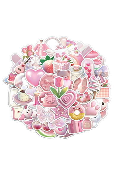 Choice ٥٠ قطعة من الملصقات الكورية ثلاثية الأبعاد باللون الوردي، لطيفة ورائعة...