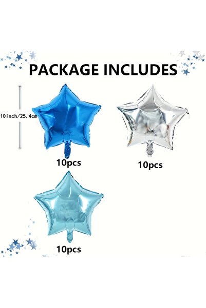 Choice 10inch 30pcs 30pcs 10 Inch Blue Silvery Star Shape Foil Balloons Birth...