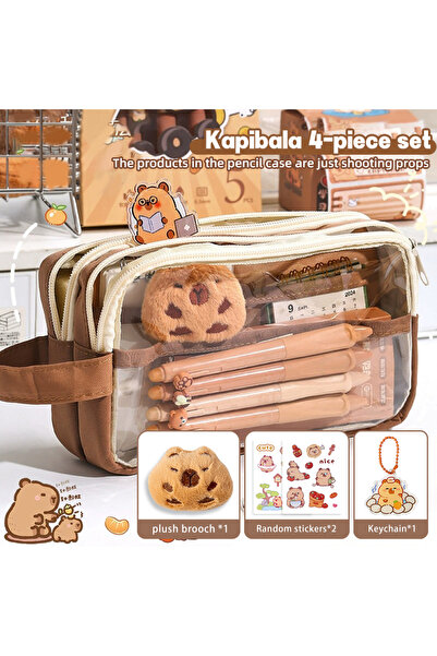 Choice capybara 4 pce set Dolphin pencil case set, including brooch, key pend...