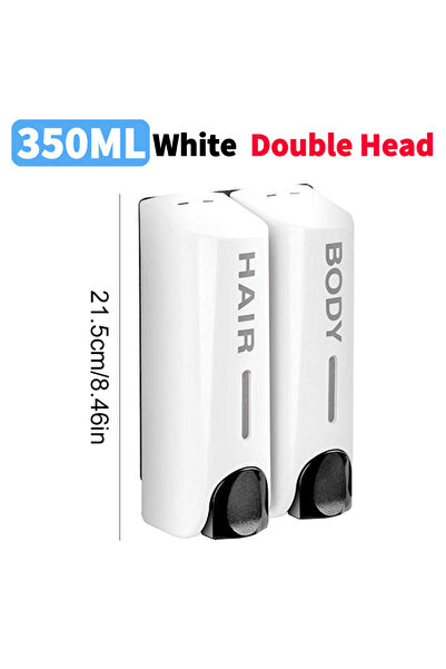 Choice موزع شامبو للاستحمام أبيض اللون، برأسين، سعة 350 مل، مقاوم للماء، مناس...