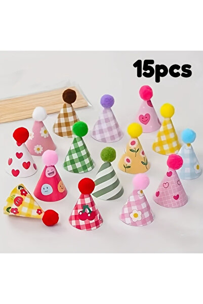 Choice 15 قطعة من قبعات الحفلات الصغيرة وأعلام الكيك، تتميز بقبعة كرتونية لطي...