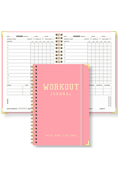 Choice A5 Pink A5 Workout Journal,Fitness Planner Notebook with Cardio Tracke...
