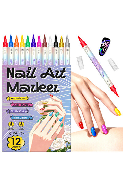 Choice 12 12/24 Colors 3D Nail Art Pens Set, Double-headed Nail Point Graffit...