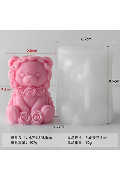 Choice قالب واحد لصنع شمعة على شكل وردة ودب واقف، قالب سيليكون، قالب شمع على ...