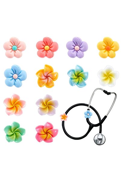 Choice AECH010-00403 12pcs 12 Styles Flower Stethoscope Charms 0.6 Inch Alloy...