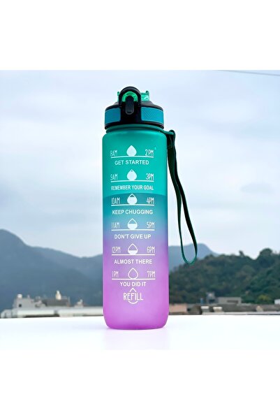 Choice green Gradient Sports Water Bottle with Volume Scale Ideal for Outdoor...