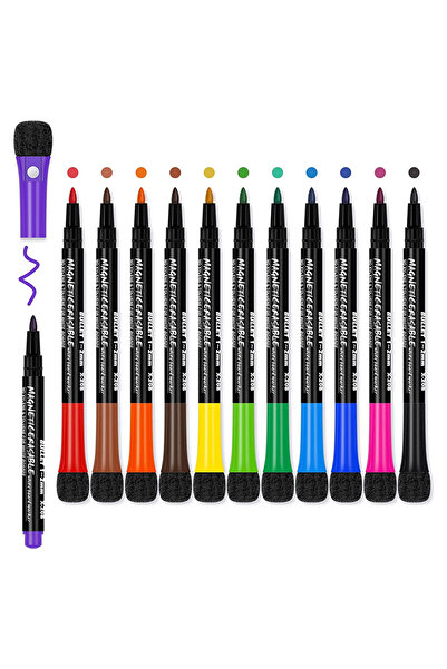 Choice 12pcs 12 Color Set Broadable White Blackboard Markers Fine Point with ...