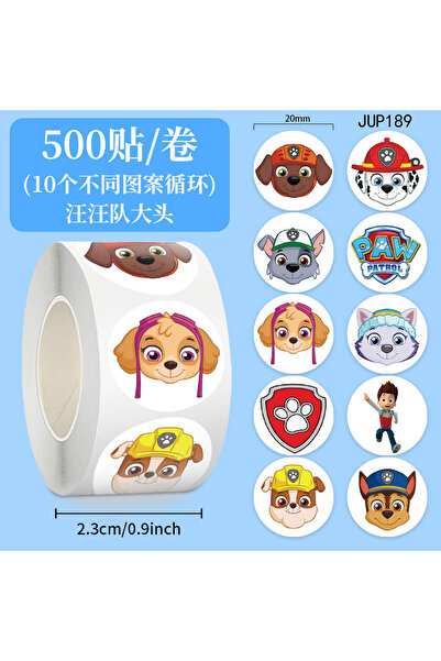 PAW PATROL 1roll 500pcs/Roll Cartoon Sealing Sticker DIY PVC Laptop Decals De...