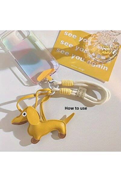 Choice Bundle1 Yellow Dachshund Keychain, PU Leather Dog Keyring with Strap -...