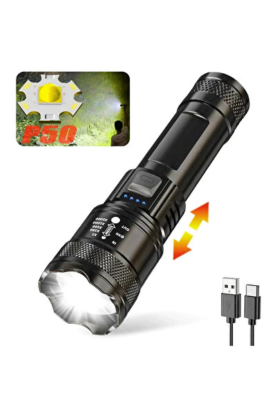 Choice مصباح يدوي LED بقوة 1200 لومن، عالي الطاقة، تكتيكي، قابل للشحن عبر منف...