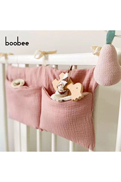 Choice حقيبة تخزين معلقة بلون موحد من بينك إنس بيبي، مزودة بجيبين - لحفاضات ا...