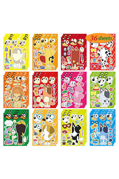 Choice1 12 6/12Sheets Bluey Animation Family Cartoon Puzzle Sticker DIY Phone...