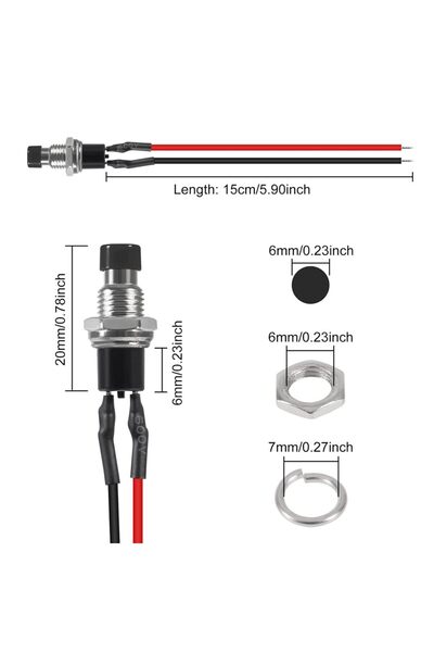 Choice1 6pcs black 6Pcs 7mm Momentary Mini Push Button Switch SPST NO Normall...