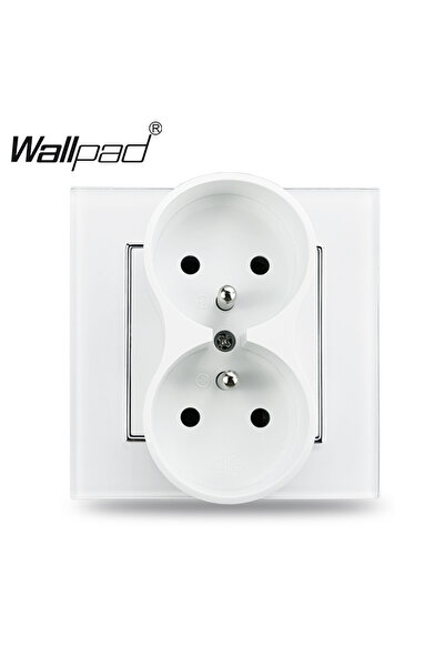 Choice1 مقبس حائط زجاجي أبيض مزدوج فرنسي 16 أمبير، 86*86 مم، أبيض، بتصميم أور...